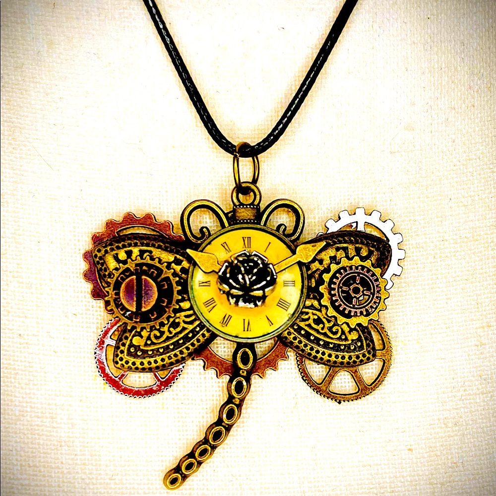 Steampunk dragonfly pendant